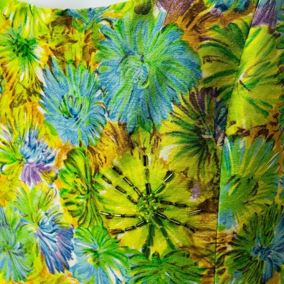 Kelly and Diane Floral Slip Dress Size 2 Green Blue Spaghetti Strap Back Zip - Picture 7 of 13